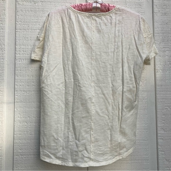 MODODOC Ivory Cream women’s V Neck T shirt Size Small Layering Lagenlook Coastal - Picture 4 of 4